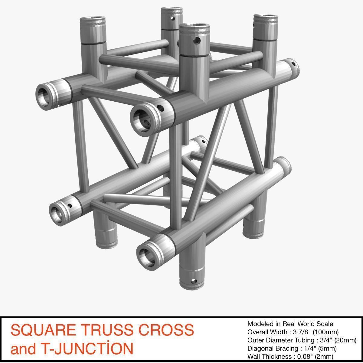 Square Truss Cross and T- Junction 31 3D model_2