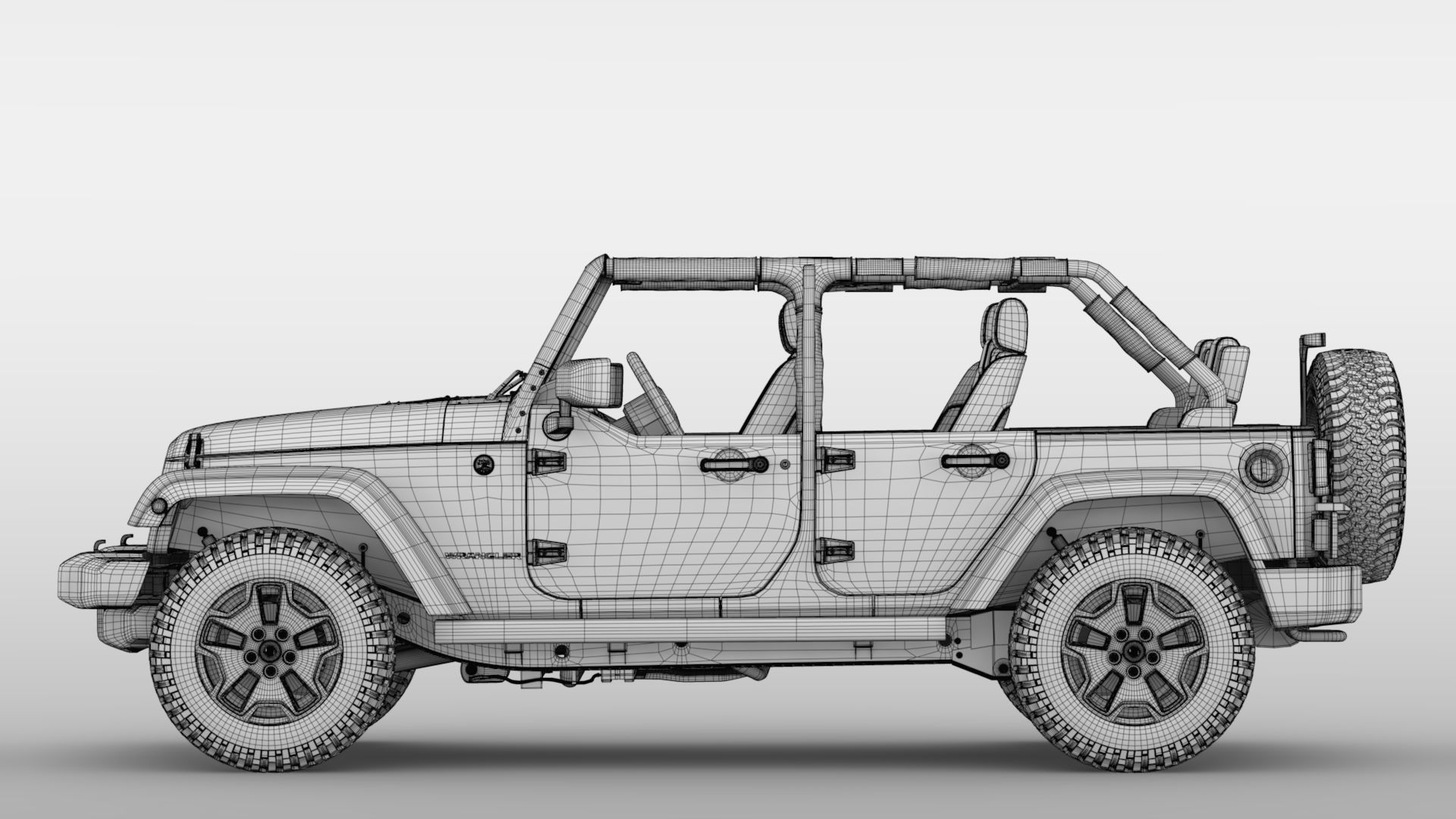 Jeep Wrangler Unlimited Willys Wheeler JK 2017 3D model_16