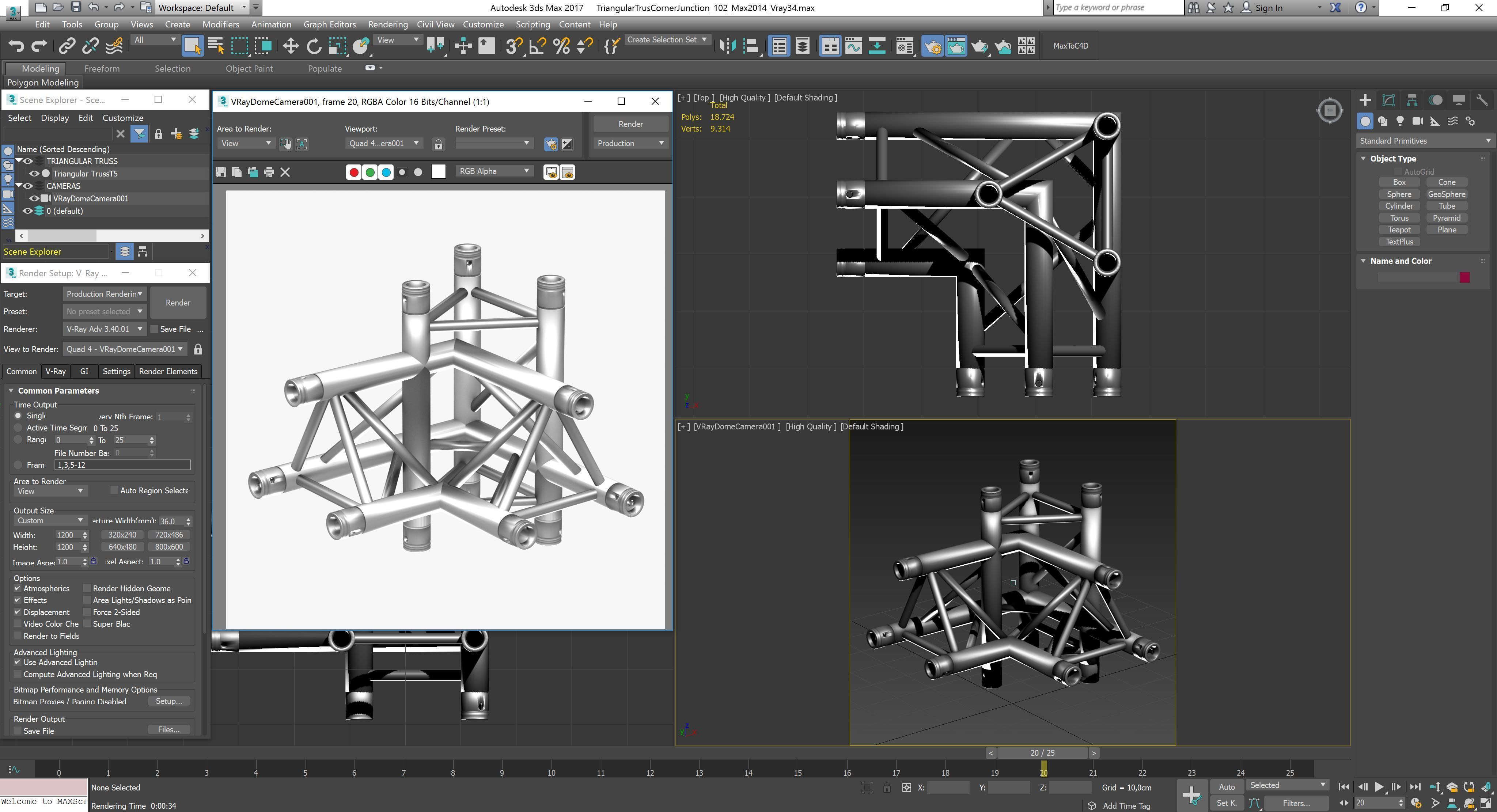 Triangular Truss Corner Junction 102 3D model_5
