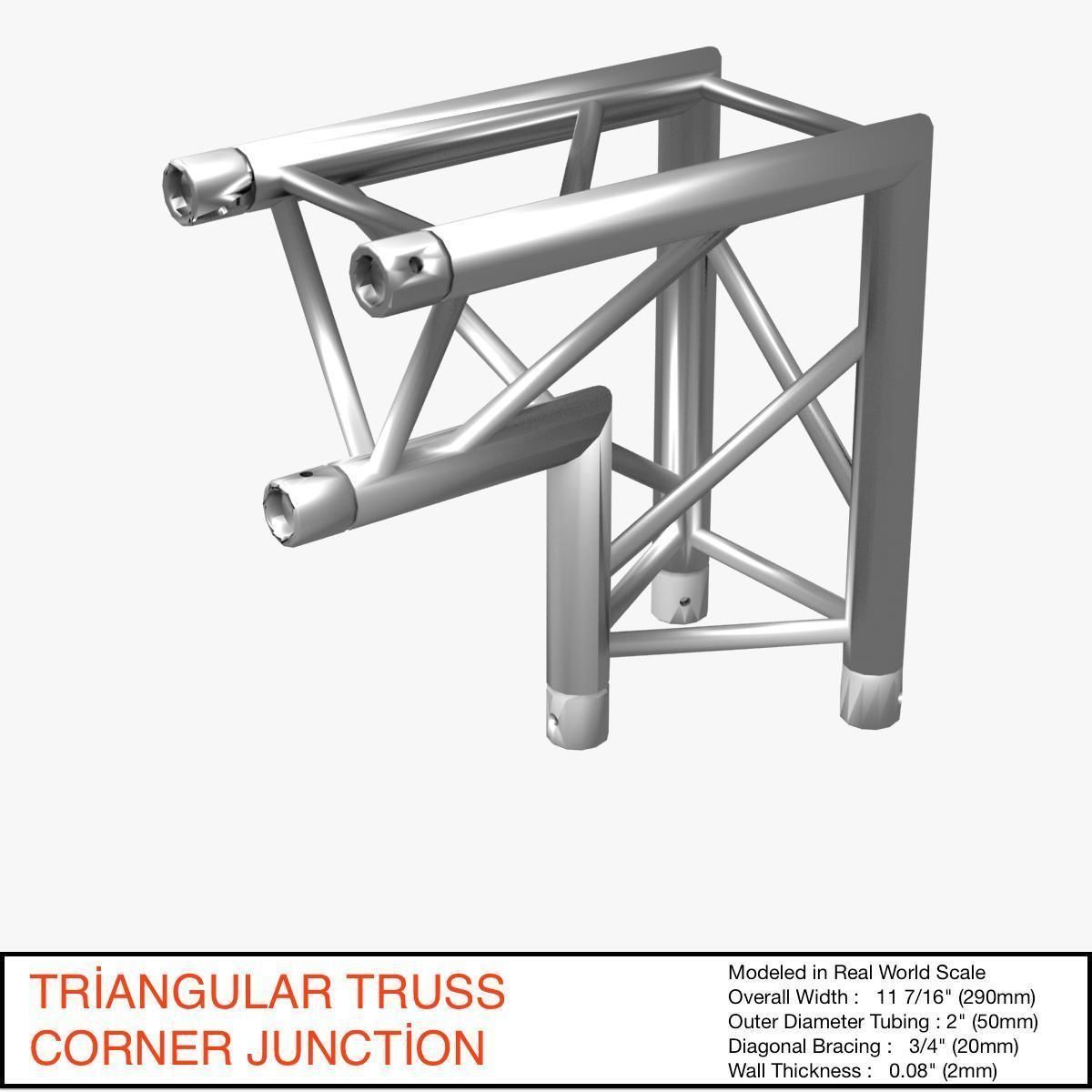 Triangular Truss Corner Junction 107 Free 3D model_1