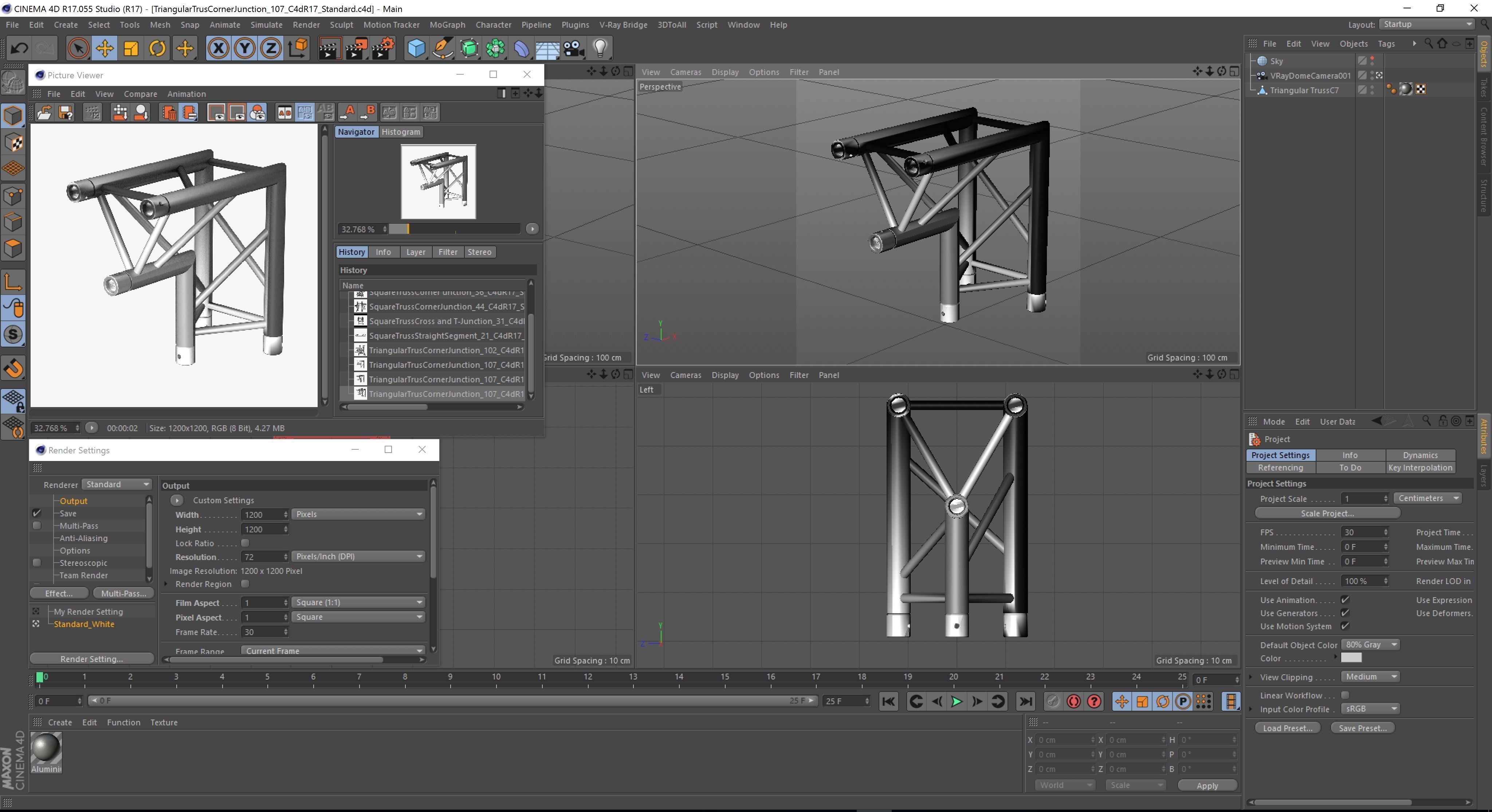 Triangular Truss Corner Junction 107 Free 3D model_4