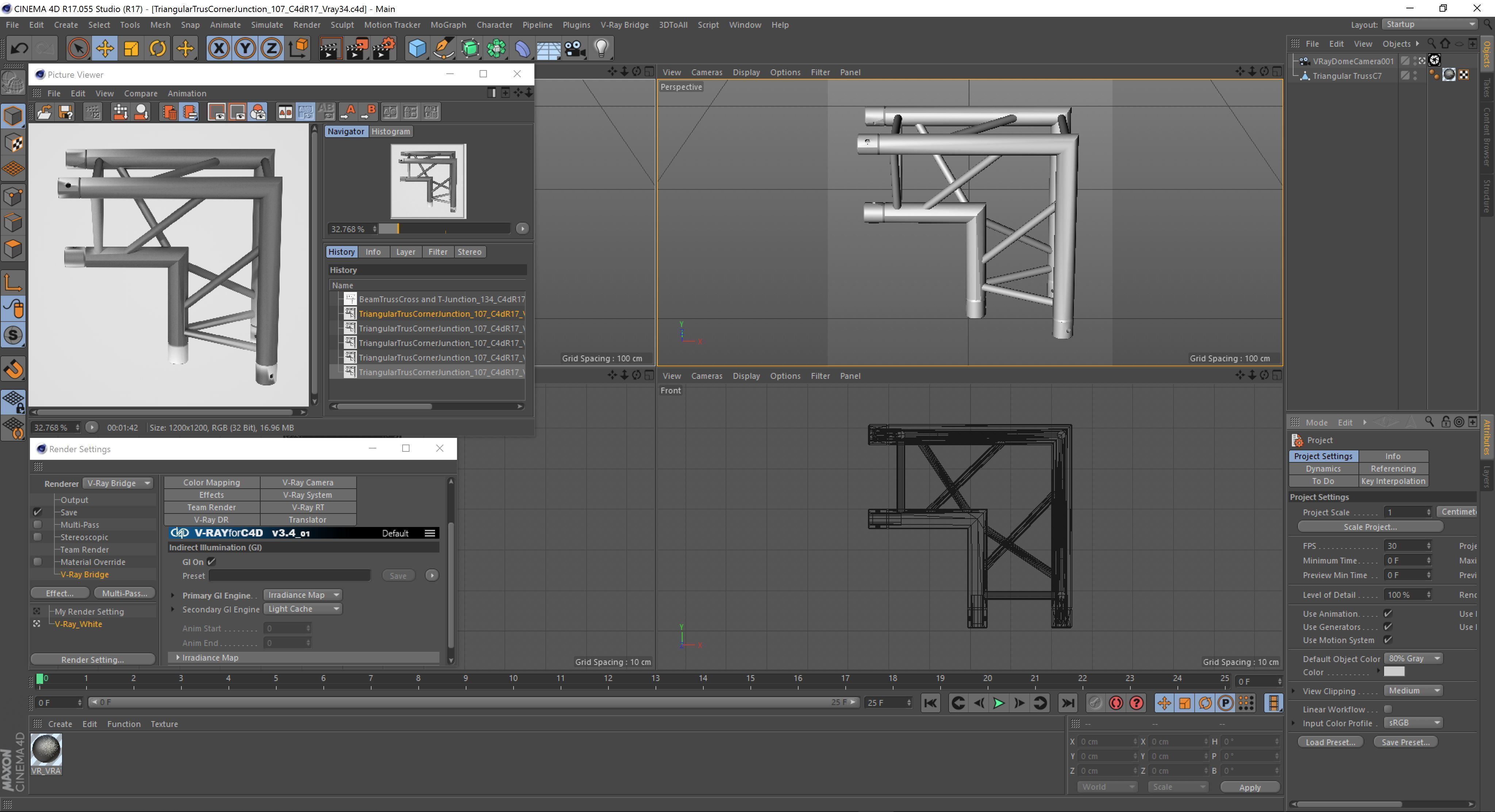 Triangular Truss Corner Junction 107 Free 3D model_5