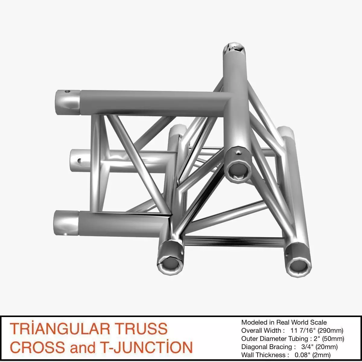 Triangular Truss Cros and T Junction 84 3D model_0