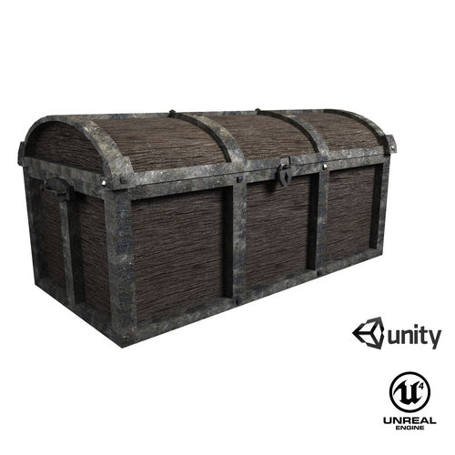 Chest wooden Low-poly 3D model