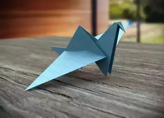 Origami Crane Low-poly 3D model