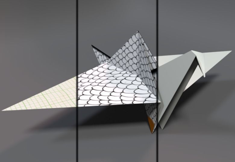 Origami Crane Low-poly 3D model_1