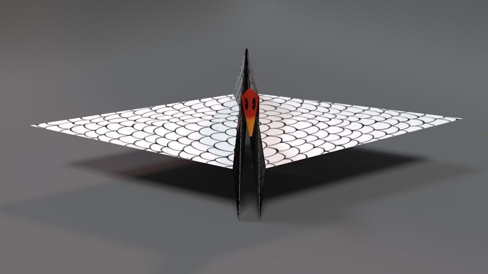 Origami Crane Low-poly 3D model_3