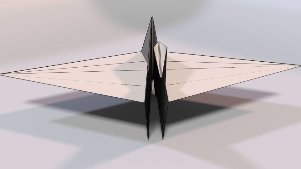 Origami Crane Low-poly 3D model_7