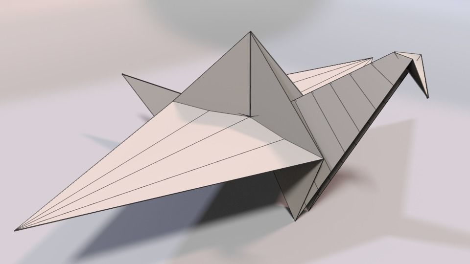 Origami Crane Low-poly 3D model_6