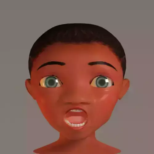 Rigged female child cartoon head with 50 blend shapes 