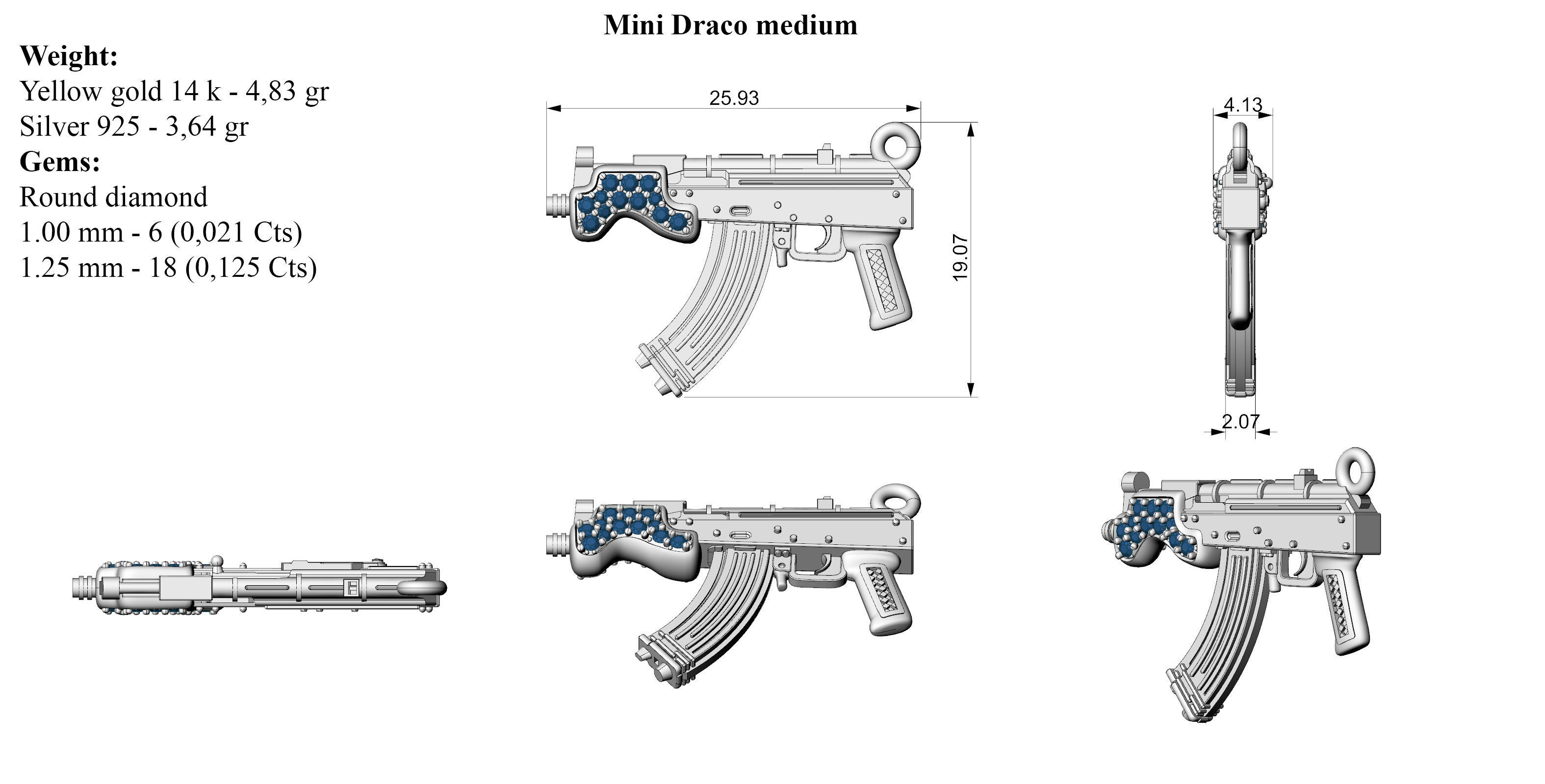 Mini Draco Pendant medium 3D print model_12