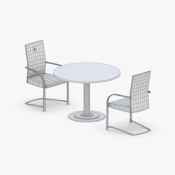 1312 - Office Table and Chairs Set Low-poly 3D model_4