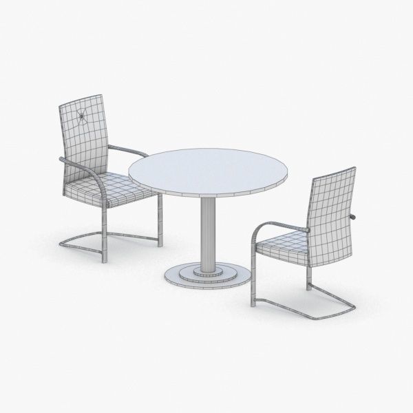 1312 - Office Table and Chairs Set Low-poly 3D model_1