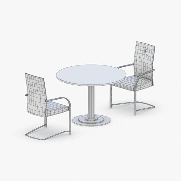 1312 - Office Table and Chairs Set Low-poly 3D model_2