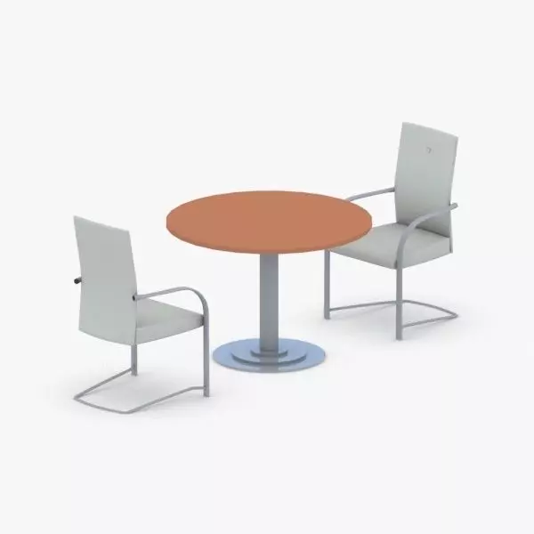 1312 - Office Table and Chairs Set Low-poly 3D model_0