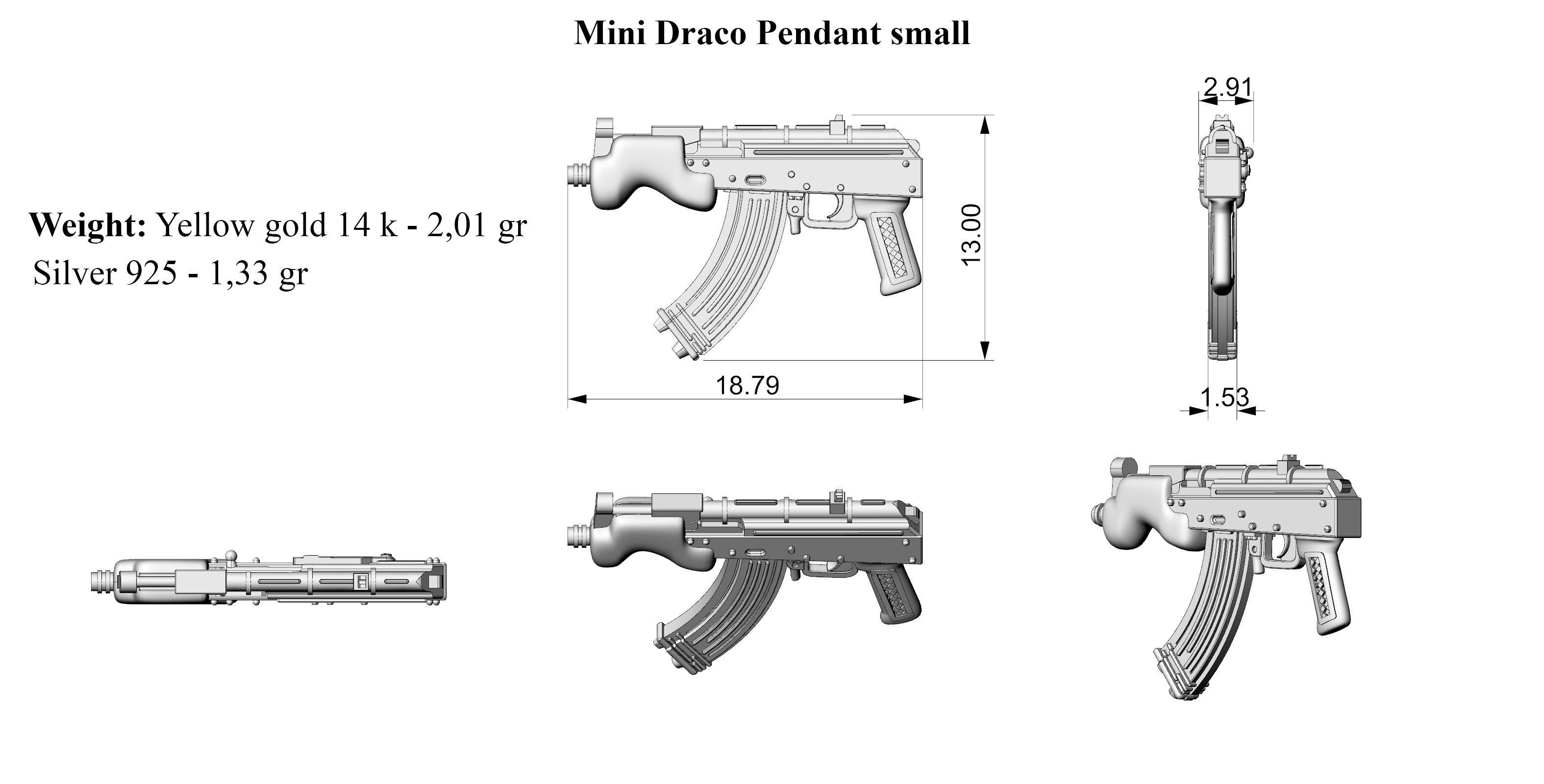 Mini Draco Pendant small 3D print model_7