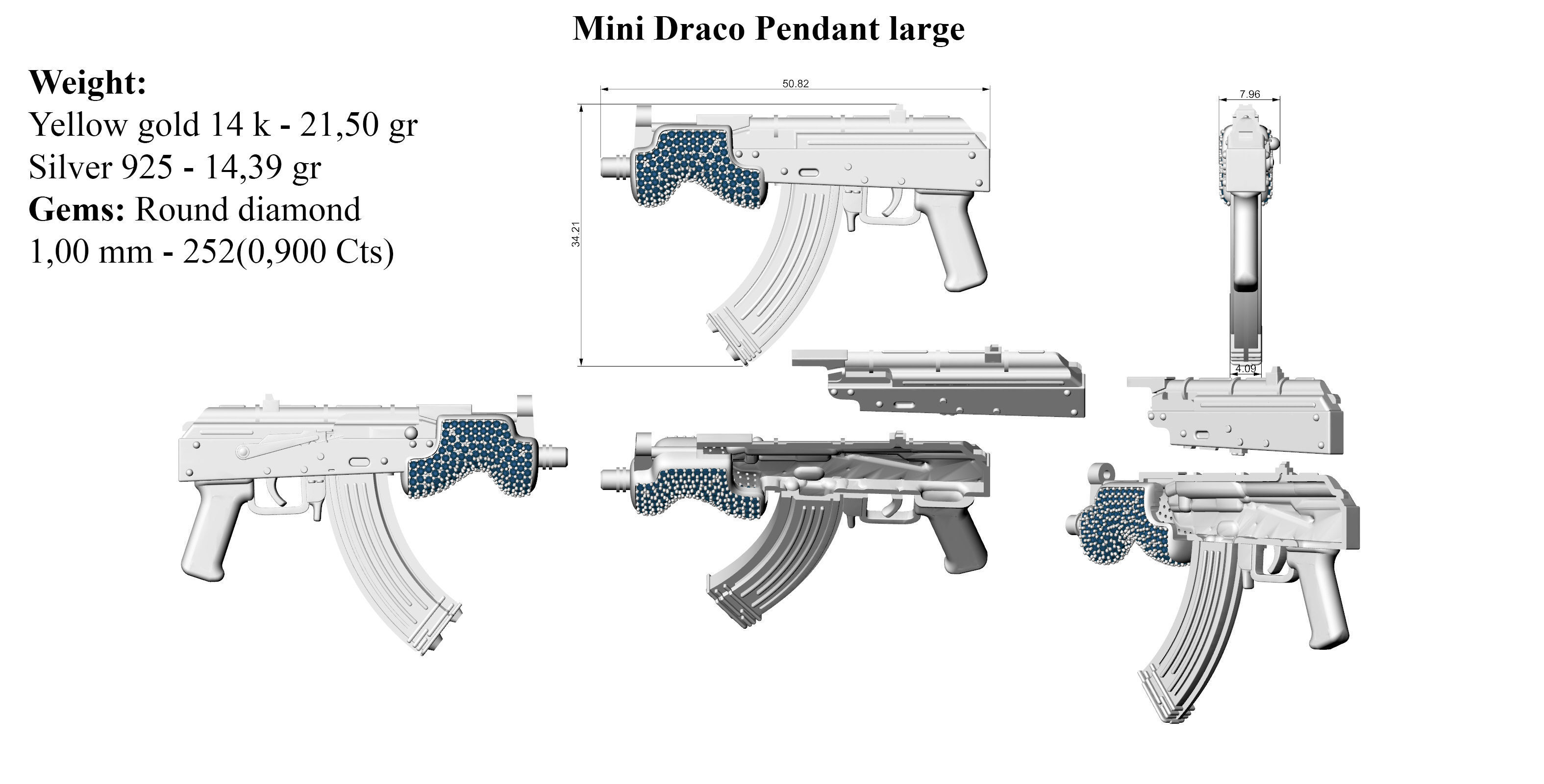 Mini Draco Pendant large 3D print model_7