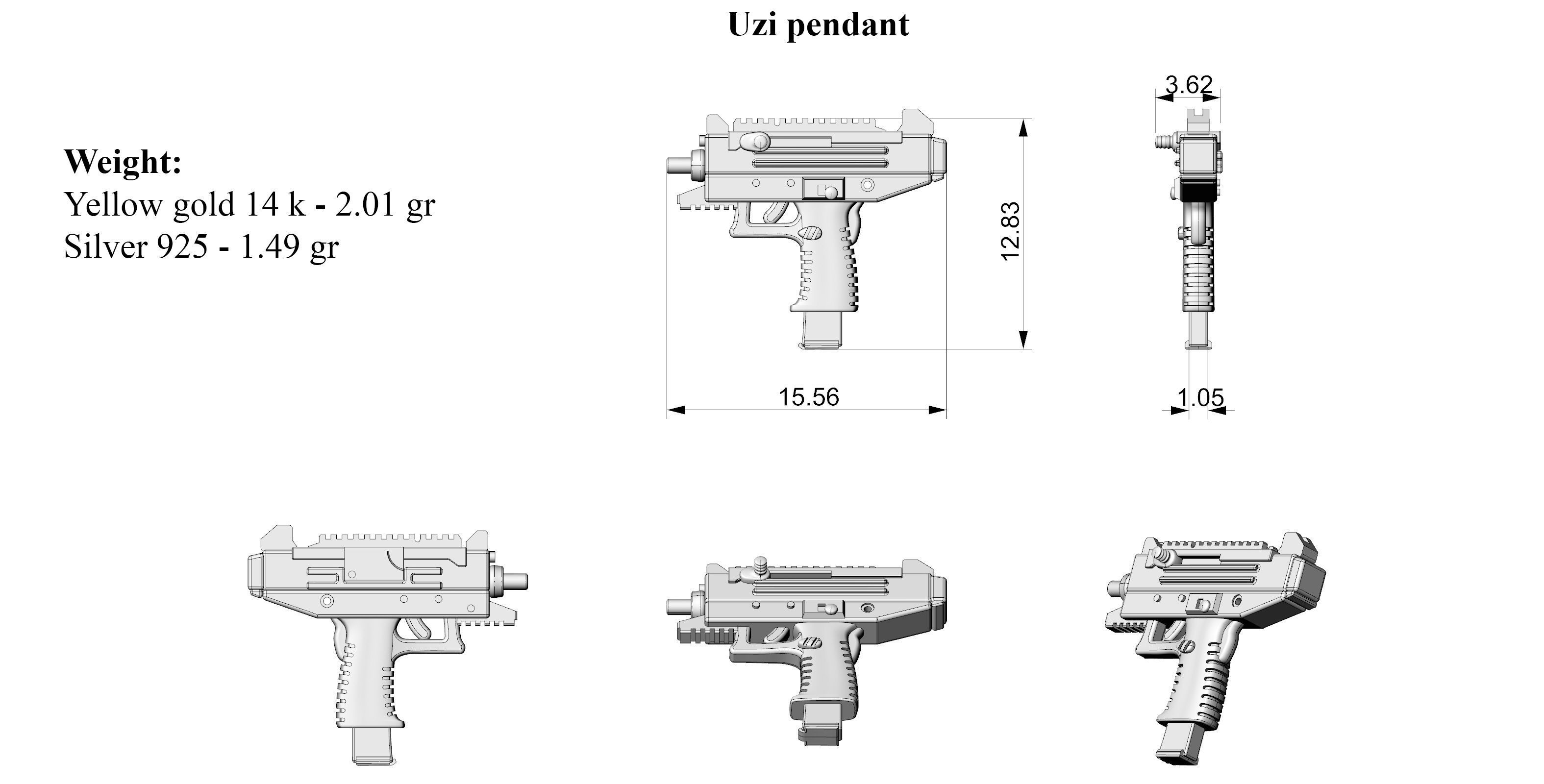 Gun Pendant bundle  3D print model_16