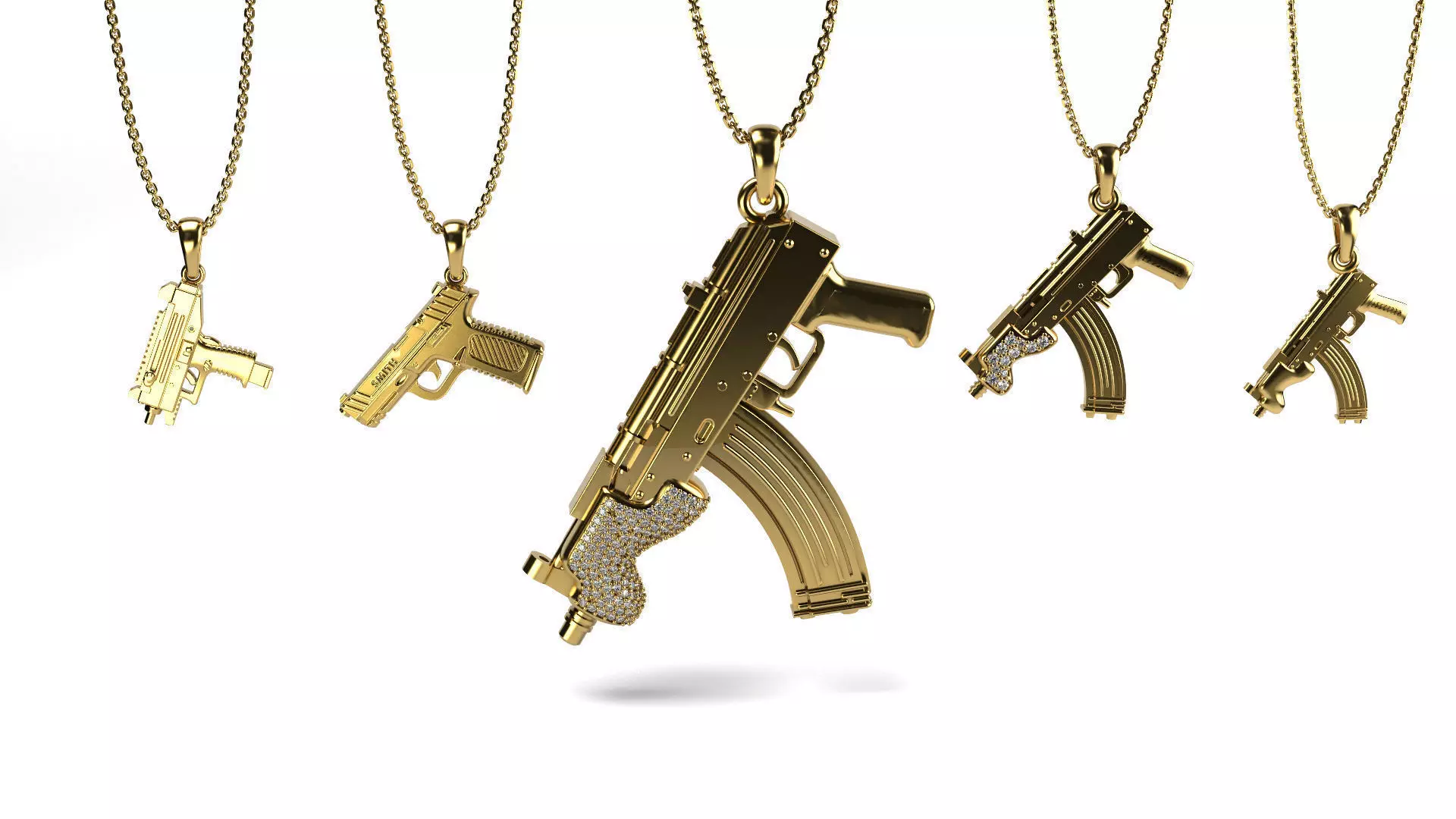 Gun Pendant bundle  3D print model_0