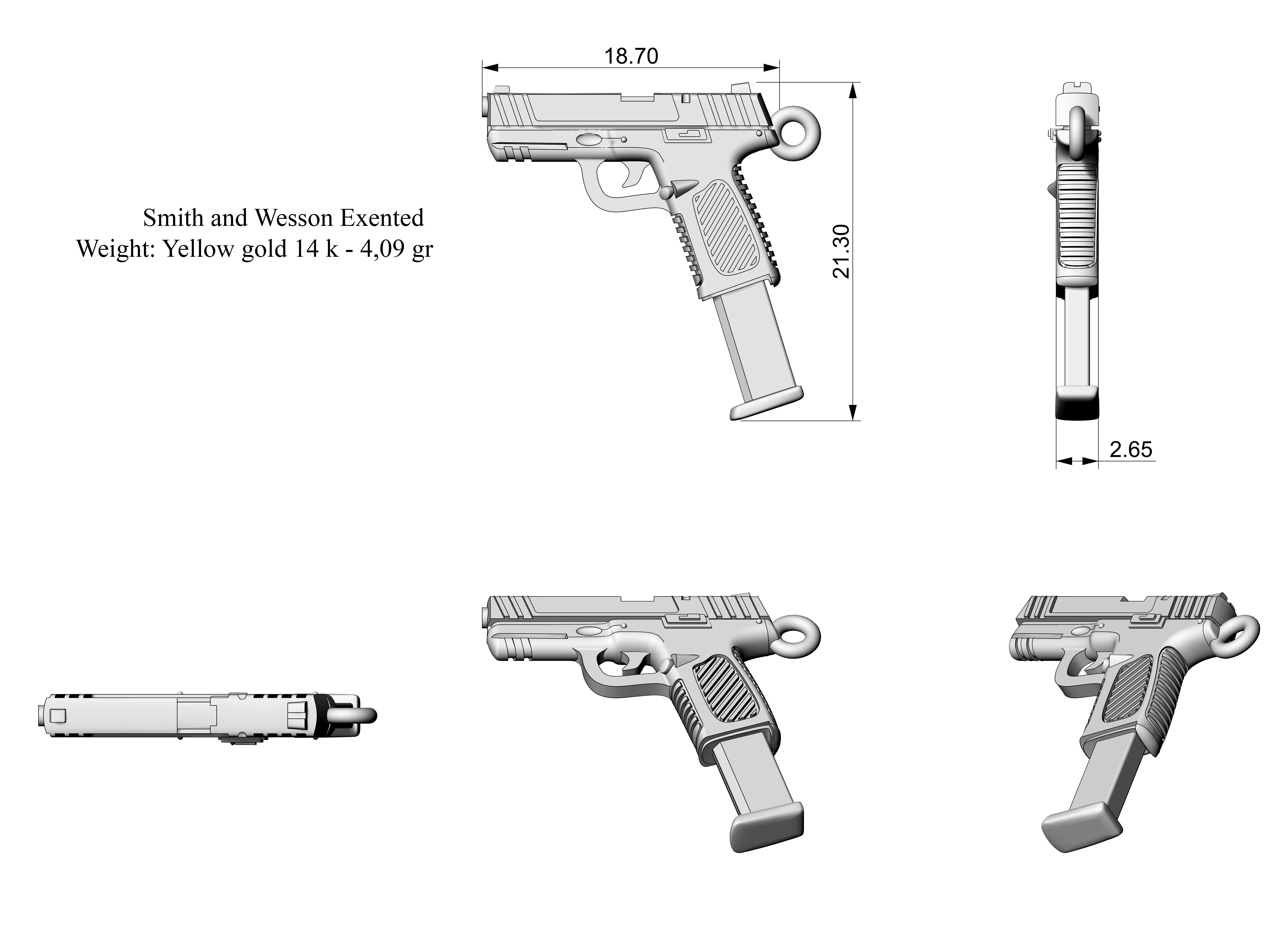 Gun Pendant bundle  3D print model_18