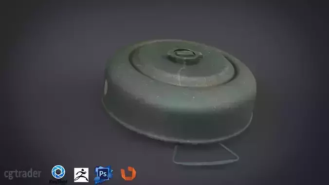 WW1 Realistic land mine Low-Rez with realistic texture 3D model Low-poly 3D model