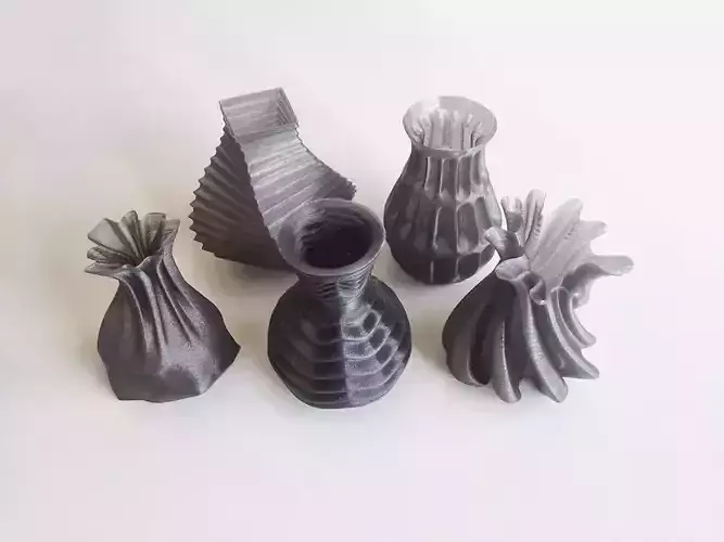 Vases four made from polymer clay