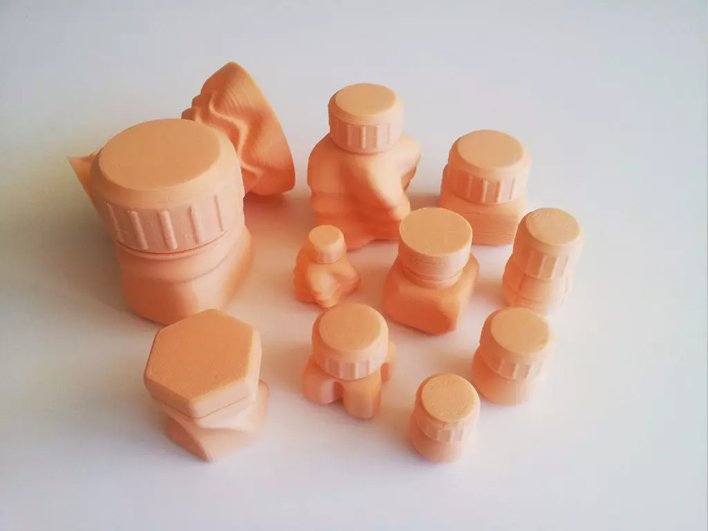 Bottles and Screw Caps 3D print model_0