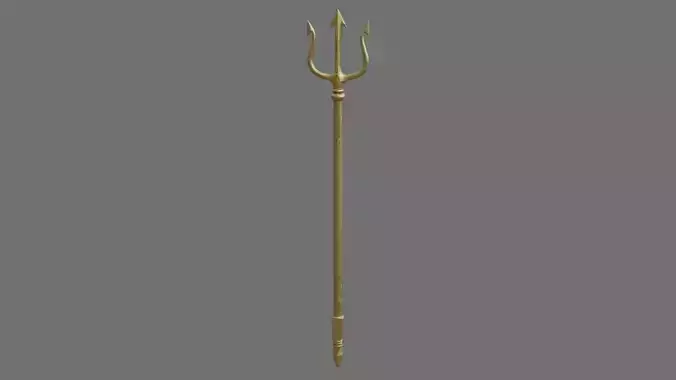 Trident 1 golden spear Low-poly 3D model