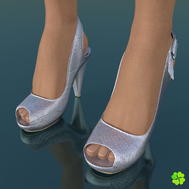 Silver heeled shoes low poly Low-poly 3D model_22