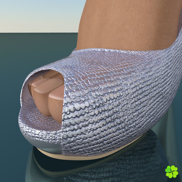 Silver heeled shoes low poly Low-poly 3D model_4