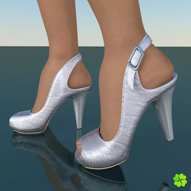 Silver heeled shoes low poly Low-poly 3D model_0