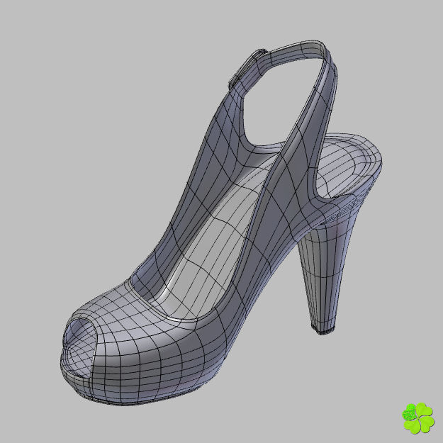 Silver heeled shoes low poly Low-poly 3D model_25