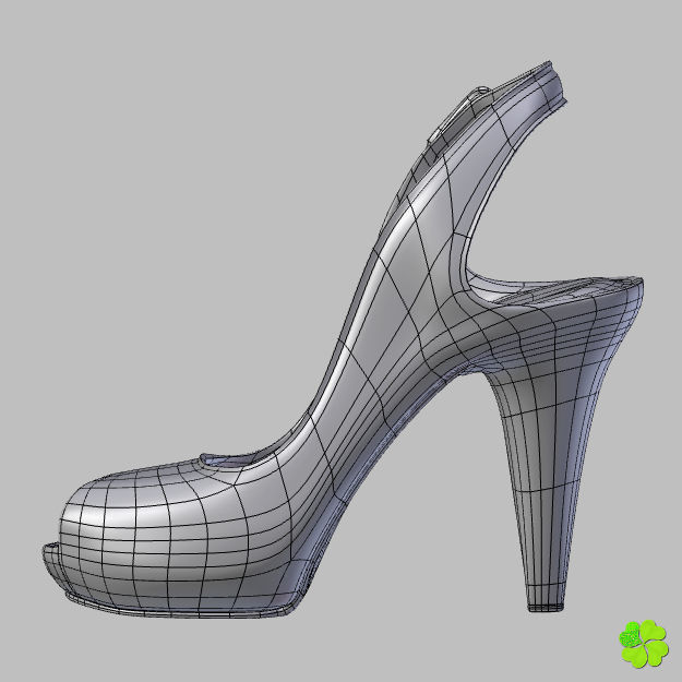 Silver heeled shoes low poly Low-poly 3D model_31