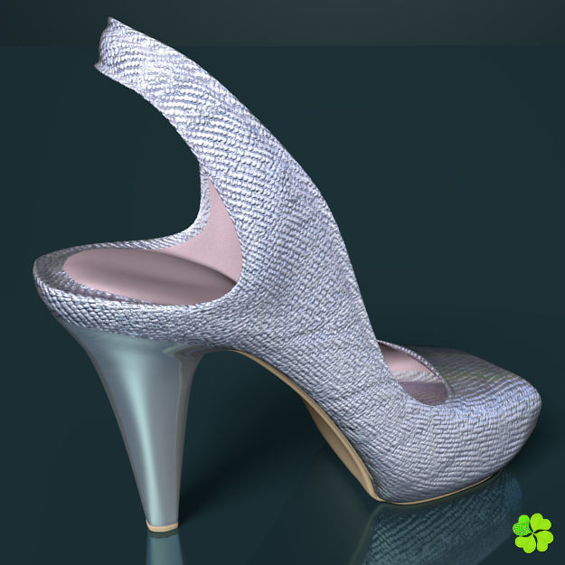 Silver heeled shoes low poly Low-poly 3D model_13