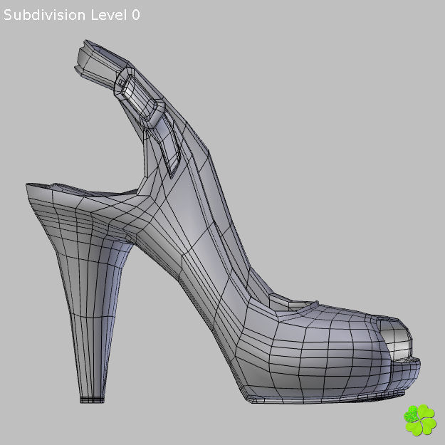 Silver heeled shoes low poly Low-poly 3D model_34