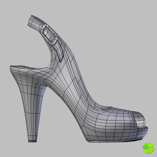 Silver heeled shoes low poly Low-poly 3D model_33