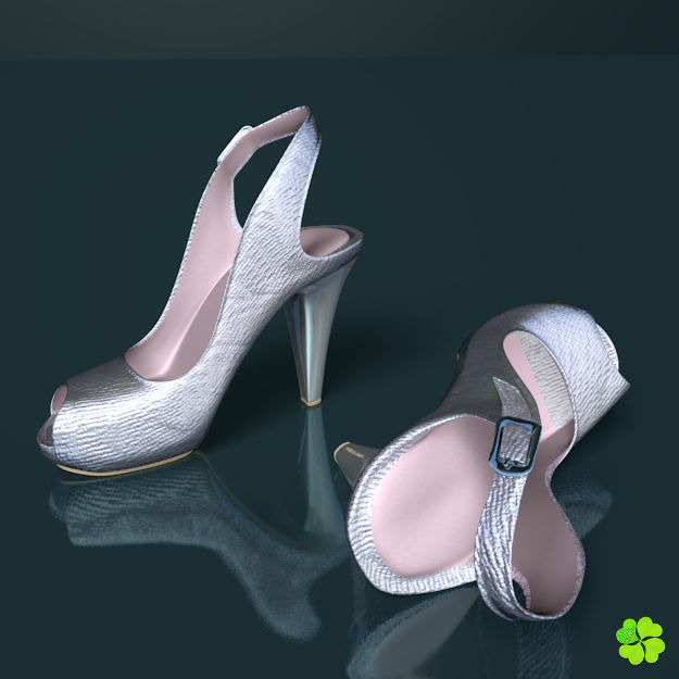 Silver heeled shoes low poly Low-poly 3D model_14
