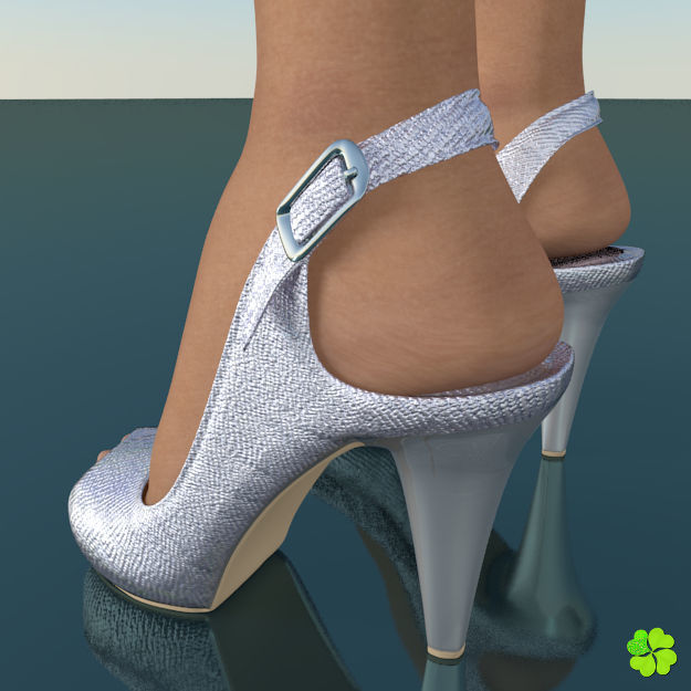 Silver heeled shoes low poly Low-poly 3D model_15