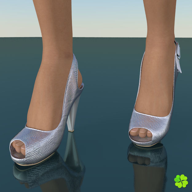 Silver heeled shoes low poly Low-poly 3D model_19