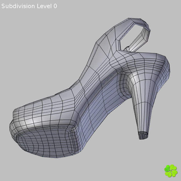 Silver heeled shoes low poly Low-poly 3D model_30