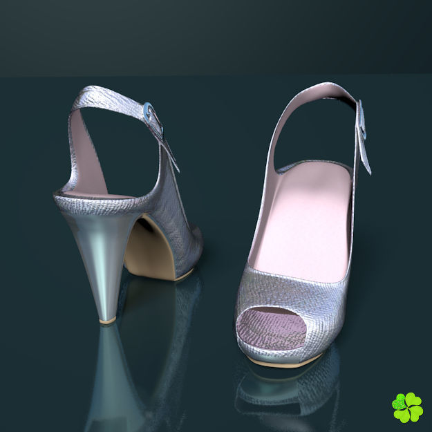 Silver heeled shoes low poly Low-poly 3D model_21