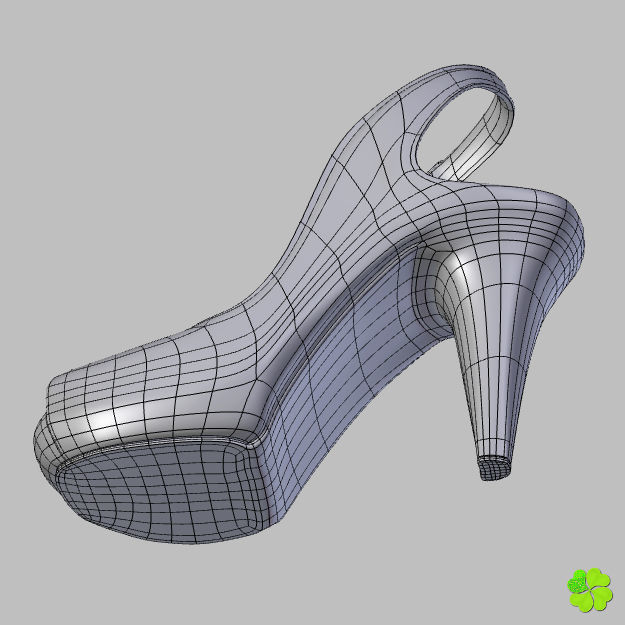 Silver heeled shoes low poly Low-poly 3D model_29