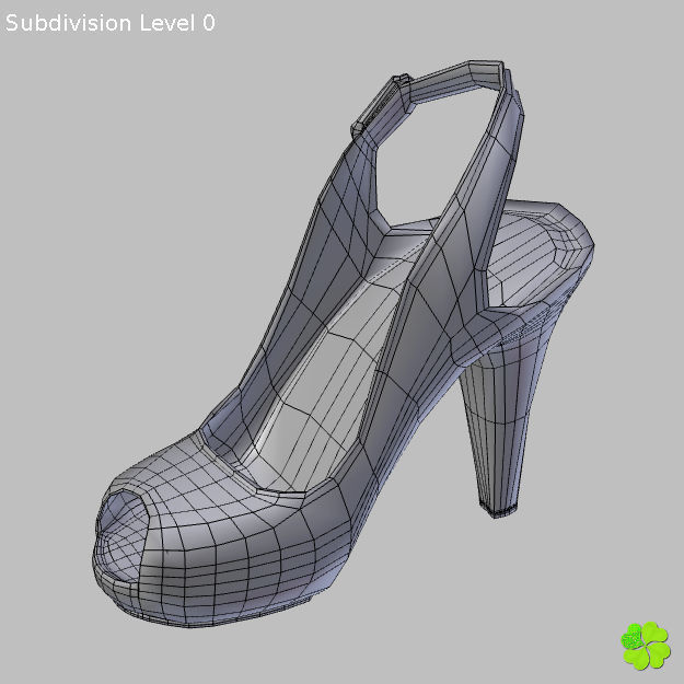 Silver heeled shoes low poly Low-poly 3D model_26