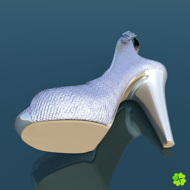 Silver heeled shoes low poly Low-poly 3D model_18