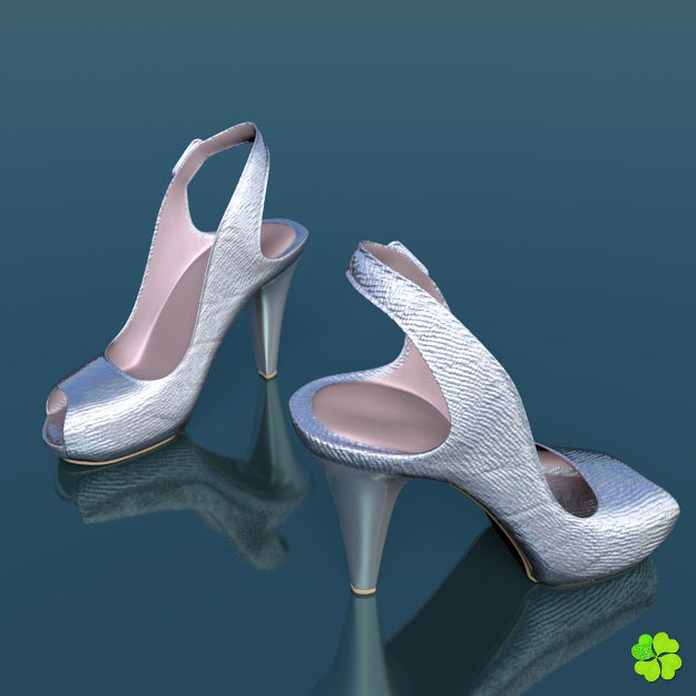 Silver heeled shoes low poly Low-poly 3D model_2