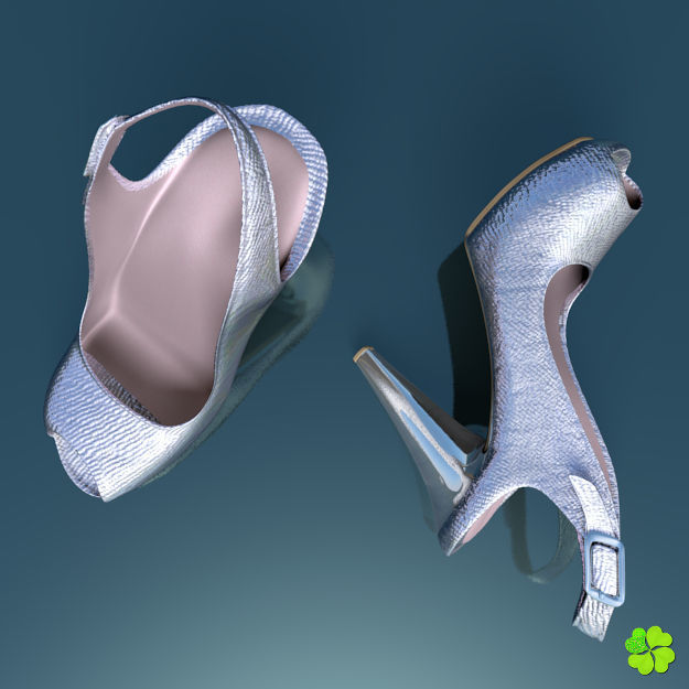 Silver heeled shoes low poly Low-poly 3D model_24