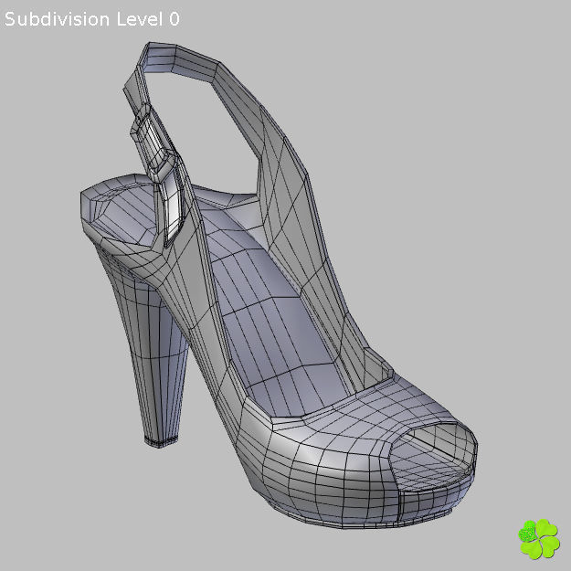 Silver heeled shoes low poly Low-poly 3D model_28