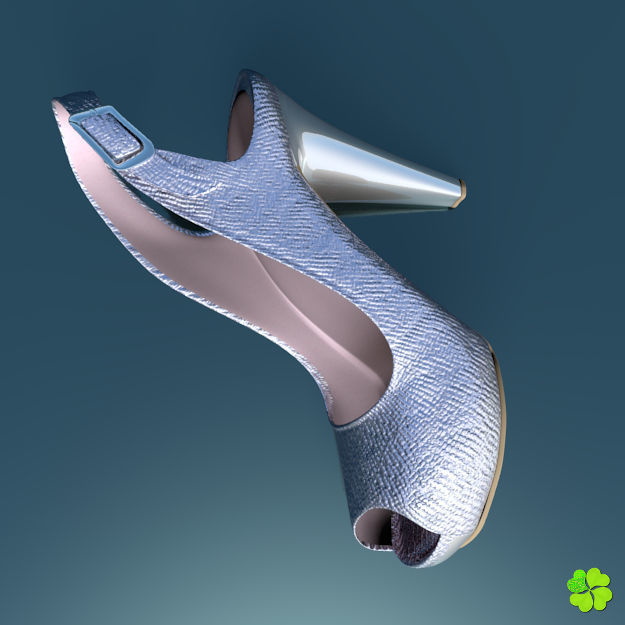 Silver heeled shoes low poly Low-poly 3D model_23