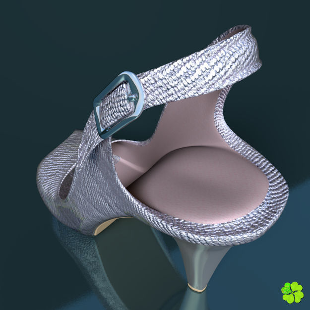 Silver heeled shoes low poly Low-poly 3D model_6