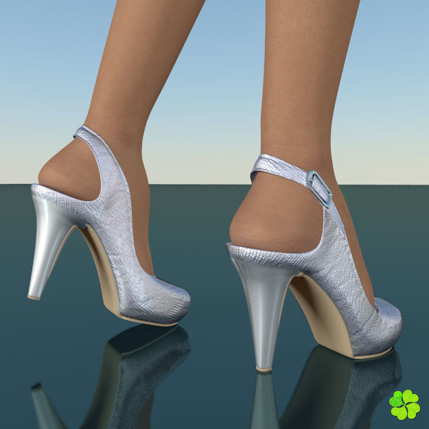 Silver heeled shoes low poly Low-poly 3D model_17